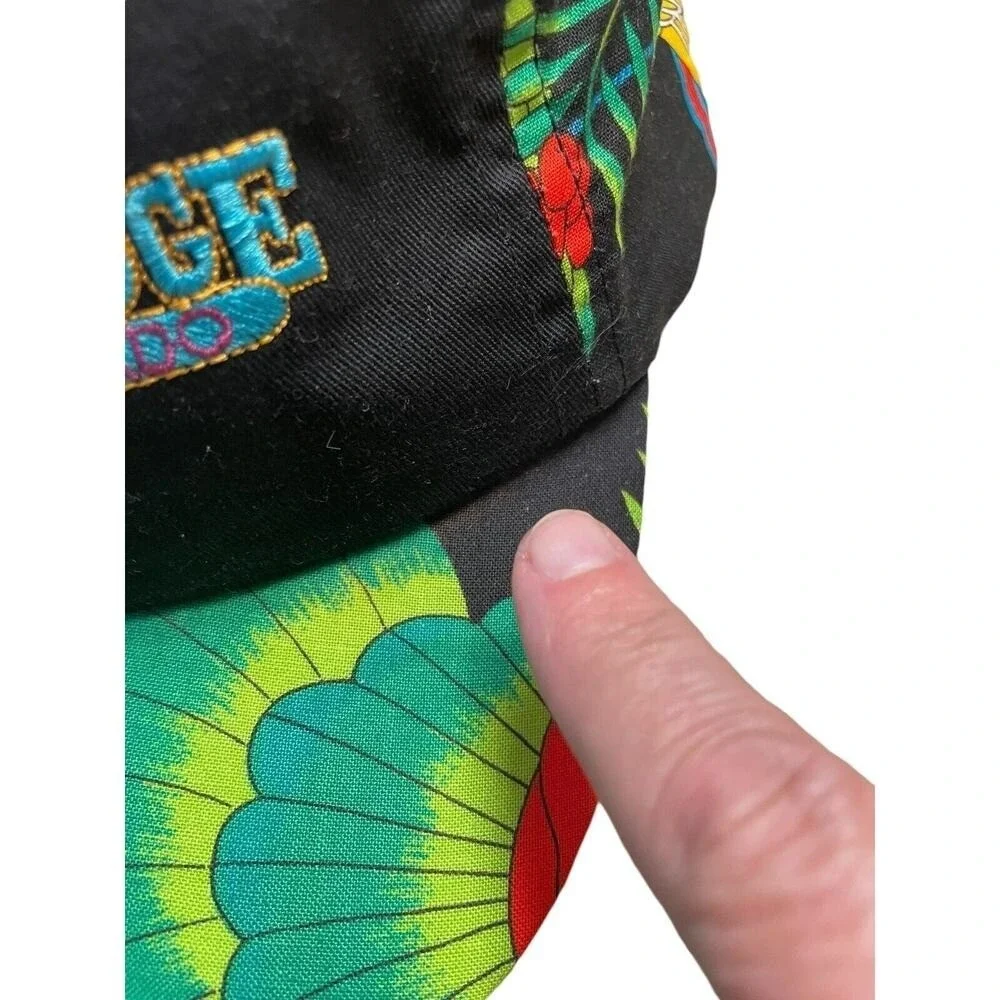 Vintage Breckenridge Colorado Hat Mens Black Tropical Parrot Floral USA‎